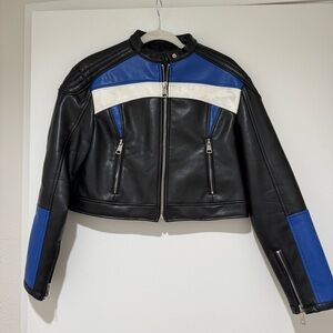 Lioness Black and Blue Leather Jacket